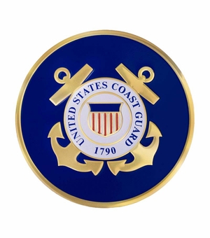 4-Inch in Diameter Embossed United States Coast Guard Round Metal Medallion Peel-and-Stick Insert