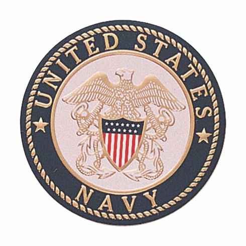 4-Inch in Diameter Embossed United States Navy Round Metal Medallion Peel-and-Stick Insert