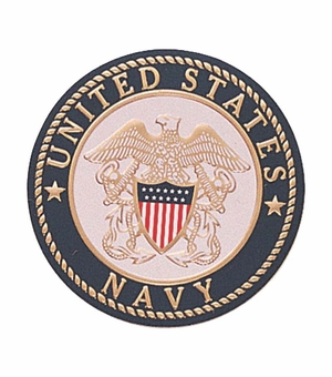 4-Inch in Diameter Embossed United States Navy Round Metal Medallion Peel-and-Stick Insert