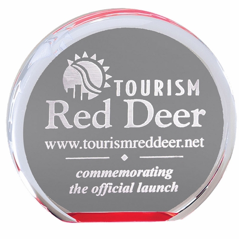 4 INCH ROUND ACRYLIC RED REFLECTIVE MIRROR AWARD
