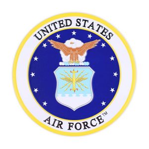 4 INCH ROUND RAISED AND COLOR PRINTED UNITED STATES AIR FORCE SHIELD EMBLEM ALUMINUM METAL MAGNETIC MEDALLION DECAL DISC-MAGNETIC BACK