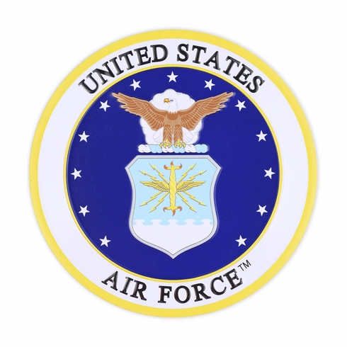 4 INCH ROUND RAISED AND COLOR PRINTED UNITED STATES AIR FORCE SHIELD EMBLEM ALUMINUM METAL MAGNETIC MEDALLION DECAL DISC-MAGNETIC BACK