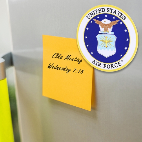 4 INCH ROUND RAISED AND COLOR PRINTED UNITED STATES AIR FORCE SHIELD EMBLEM ALUMINUM METAL MAGNETIC MEDALLION DECAL DISC-MAGNETIC BACK