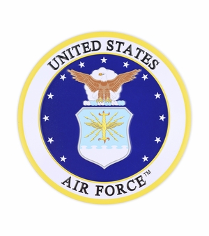 4 INCH ROUND RAISED AND COLOR PRINTED UNITED STATES AIR FORCE SHIELD EMBLEM ALUMINUM METAL MAGNETIC MEDALLION DECAL DISC-MAGNETIC BACK