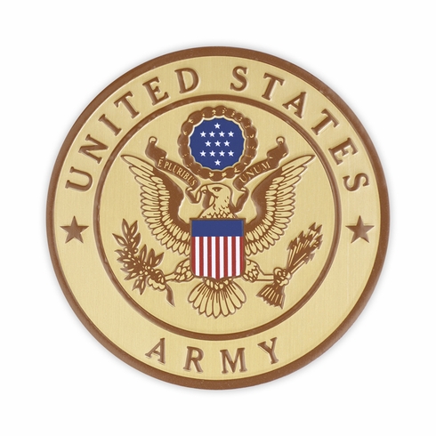 4 INCH ROUND RAISED AND COLOR PRINTED UNITED STATES ARMY SHIELD EMBLEM ALUMINUM METAL MAGNETIC MEDALLION DECAL DISC-MAGNETIC BACK