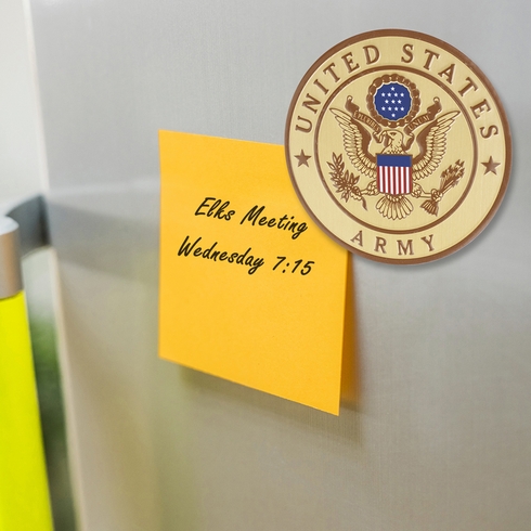 4 INCH ROUND RAISED AND COLOR PRINTED UNITED STATES ARMY SHIELD EMBLEM ALUMINUM METAL MAGNETIC MEDALLION DECAL DISC-MAGNETIC BACK