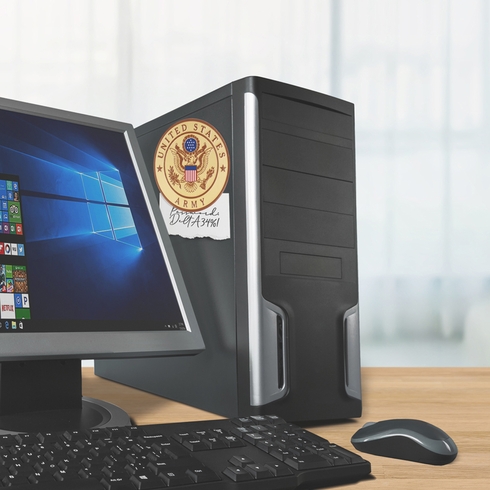 4 INCH ROUND RAISED AND COLOR PRINTED UNITED STATES ARMY SHIELD EMBLEM ALUMINUM METAL MAGNETIC MEDALLION DECAL DISC-MAGNETIC BACK