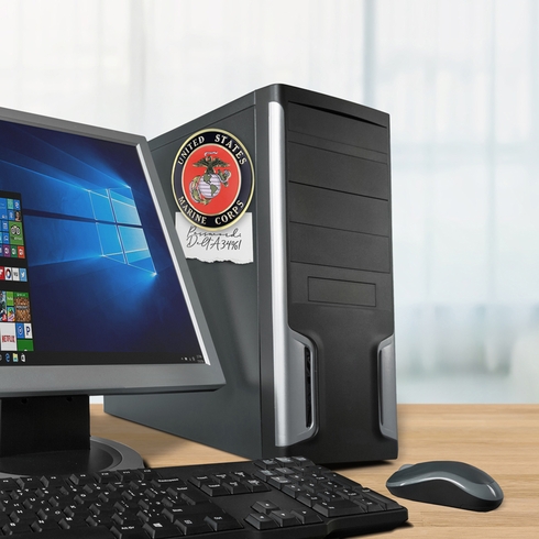 4 INCH ROUND RAISED AND COLOR PRINTED UNITED STATES MARINE CORPS INSIGNIA ALUMINUM METAL MAGNETIC MEDALLION DECAL DISC-MAGNETIC BACK