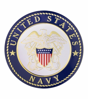 4 INCH ROUND RAISED AND COLOR PRINTED UNITED STATES NAVY SHIELD EMBLEM ALUMINUM METAL MAGNETIC MEDALLION DECAL DISC-MAGNETIC BACK