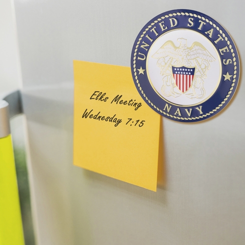 4 INCH ROUND RAISED AND COLOR PRINTED UNITED STATES NAVY SHIELD EMBLEM ALUMINUM METAL MAGNETIC MEDALLION DECAL DISC-MAGNETIC BACK