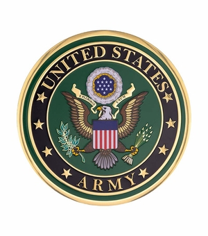 4 INCH UNITED STATES ARMY FULL COLOR SHIELD EMBLEM EMBOSSED LITHO MEDALLION
