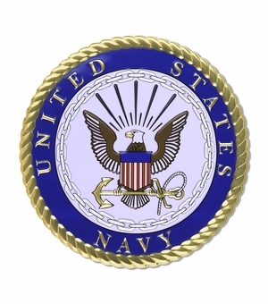 4 Inch United States Generic Navy Emblem Embossed Litho Printed Medallion Insert