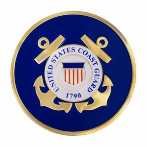 4-Inch in Diameter Embossed United States Coast Guard Round Metal Medallion Peel-and-Stick Insert