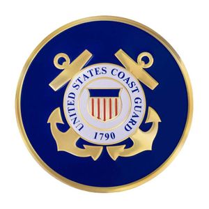 4-Inch in Diameter Embossed United States Coast Guard Round Metal Medallion Peel-and-Stick Insert