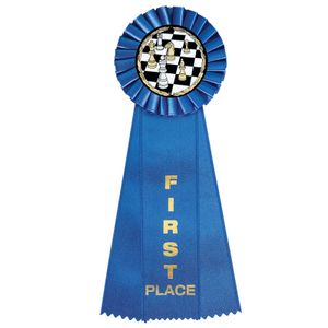 4" x 11" ROSETTE BLUE 1ST PLACE 3 STREAMER RIBBON