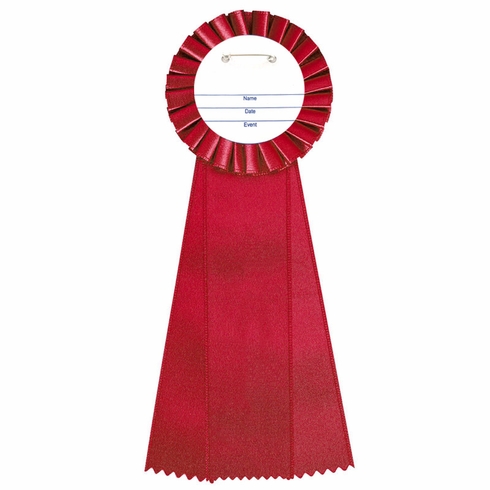 4" x 11" ROSETTE RED 2ND PLACE 3 STREAMER RIBBON