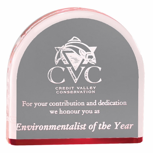 4 x 4 INCH ARCHES ACRYLIC RED REFLECTIVE MIRROR AWARD