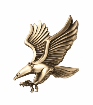 4" x 4" SMALL EAGLE ANTIQUE BRASS DIE CAST PLAQUE MOUNT