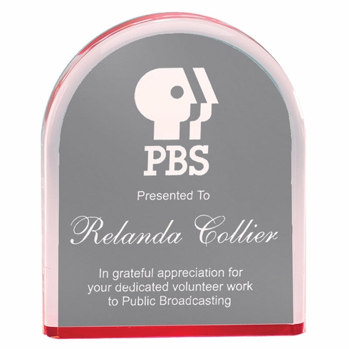 4 x 5 ARCHED ACRYLIC RED REFLECTIVE MIRROR AWARD