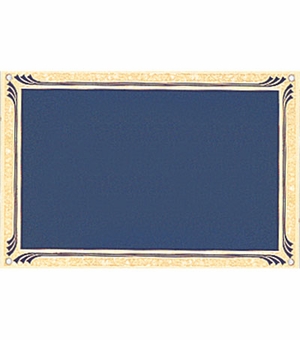 4 X 6 Inch Silk-Screened Plate with Gold Frosted Etched Border in Blue