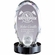 4 x 7-1/2 OPTICAL CRYSTAL OVAL GOLF AWARD GOLF BALL ON BLACK CRYSTAL BASE