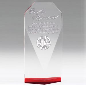 7-3/4 INCH THICK BEVELED CRYSTAL TOWER RED BASE
