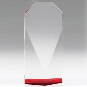8-1/2 INCH THICK BEVELED CRYSTAL TOWER RED BASE