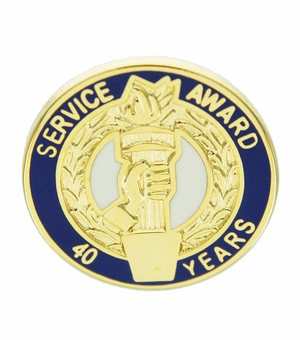 3/4 Inch in Diameter 40 Year Service Award Pin without Crystal
