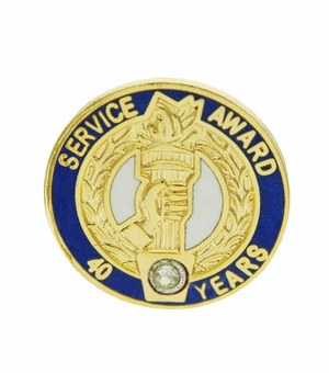 3/4 Inch in Diameter 40 Year Service Award Pin with Crystal