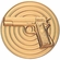 2-Inch in Diameter Round Metal Pistol Themed Stamped Insert in Gold or Silver