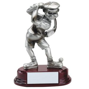 5-1/2 INCH COMIC MALE GOLF HIT AND SWING RESIN ANTIQUE PEWTER FINISH