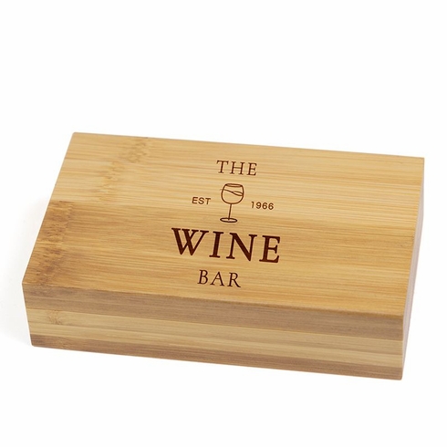 5-1/2 INCH BAMBOO WOOD TWO PIECE WINE TOOL KIT
