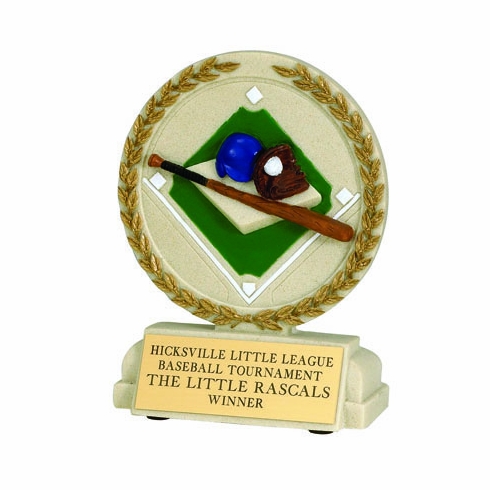 5-1/2 INCH BASEBALL STONE RESIN TROPHY - NO PLATE