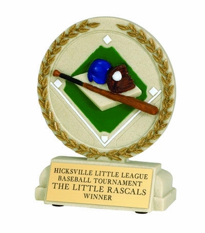 5-1/2 INCH BASEBALL STONE RESIN TROPHY - NO PLATE