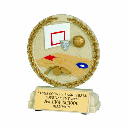 5-1/2 INCH BASKETBALL STONE RESIN TROPHY - NO PLATE