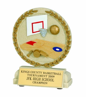 5-1/2 INCH BASKETBALL STONE RESIN TROPHY - NO PLATE