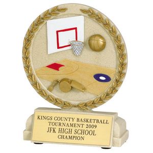 5-1/2 INCH BASKETBALL STONE RESIN TROPHY - NO PLATE