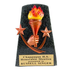 5-1/2 INCH BLACK STONE RESIN BRONZE TORCH AND STARS