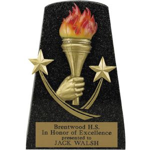 5-1/2 INCH BLACK STONE RESIN GOLD TORCH AND STARS