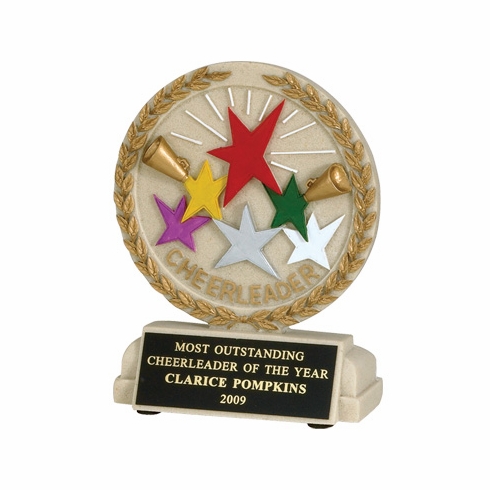 5-1/2 INCH CHEERLEADER STONE RESIN TROPHY