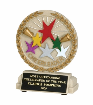 5-1/2 INCH CHEERLEADER STONE RESIN TROPHY