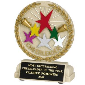 5-1/2 INCH CHEERLEADER STONE RESIN TROPHY - NO PLATE