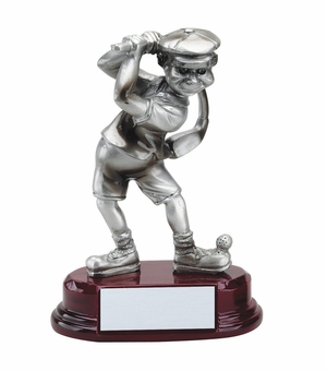 5-1/2 INCH COMIC MALE GOLF HIT AND SWING RESIN ANTIQUE PEWTER FINISH