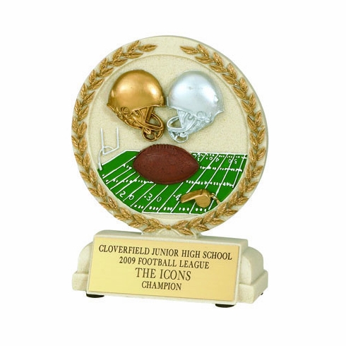 5-1/2 INCH FOOTBALL STONE RESIN TROPHY - NO PLATE