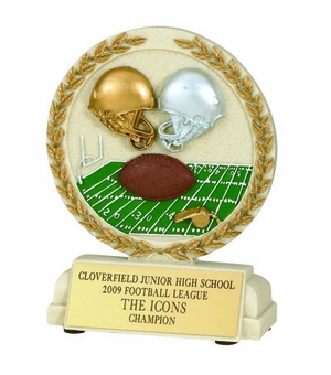 5-1/2 INCH FOOTBALL STONE RESIN TROPHY - NO PLATE
