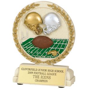 5-1/2 INCH FOOTBALL STONE RESIN TROPHY - NO PLATE