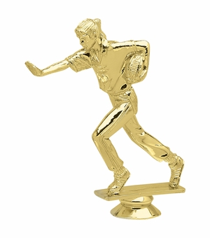 5-1/2 INCH GOLD PLASTIC FEMALE FLAG FOOTBALL TROPHY FIGURE