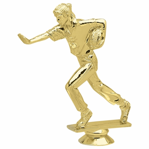 5-1/2 INCH GOLD PLASTIC FEMALE FLAG FOOTBALL TROPHY FIGURE