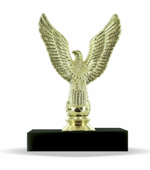 5-1/2 INCH HEIGHT MAJESTIC EAGLE TROPHY ON BLACK MARBLE BASE