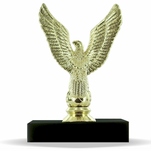5-1/2 INCH HEIGHT MAJESTIC EAGLE TROPHY ON BLACK MARBLE BASE